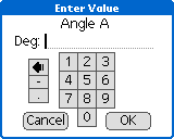 Entering an angle with a keypad